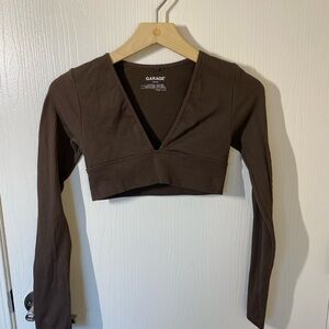Garage Chocolate Long Sleeve Crop Top